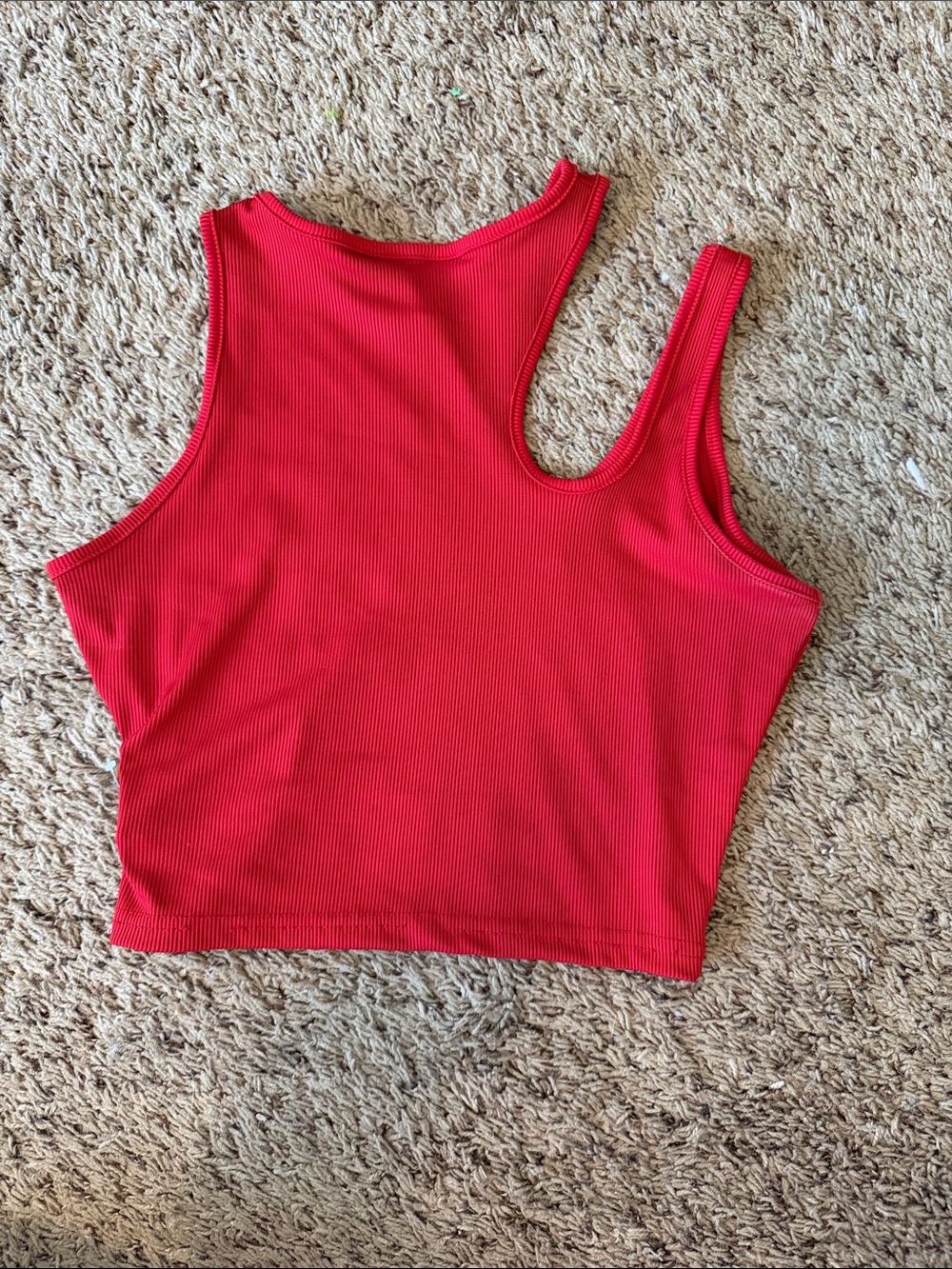 SHEIN Red Ribbed One-Shoulder Tank Top